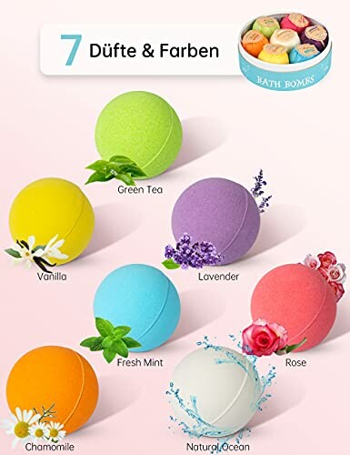 Boules de bain colorées avec différentes senteurs.