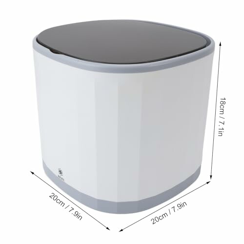 Poubelle automatique compacte avec dimensions indiquées