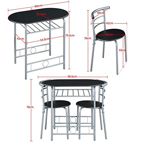 Table et chaises de salle à manger avec dimensions