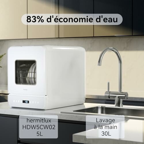 Lave-vaisselle compact sur le comptoir de la cuisine.