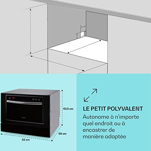 Guide d'installation pour un lave-vaisselle compact encastrable.