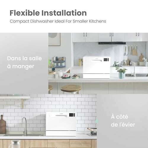 Lave-vaisselle compact installé dans la cuisine.