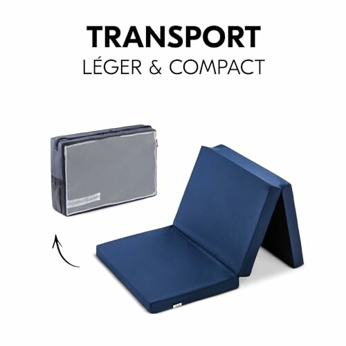 Matelas pliable bleu avec sac de transport.