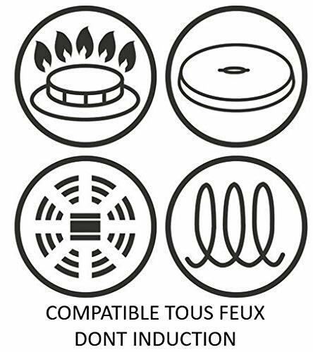 Symboles de compatibilité pour toutes les surfaces de cuisson, y compris l'induction.