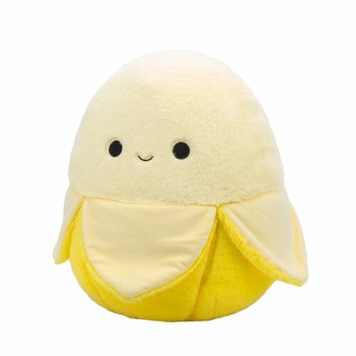 Peluche banane mignonne avec sourire.