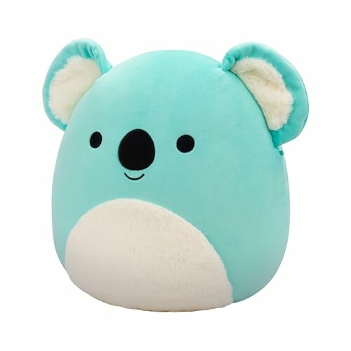 Peluche en forme de koala bleu clair avec des oreilles blanches.