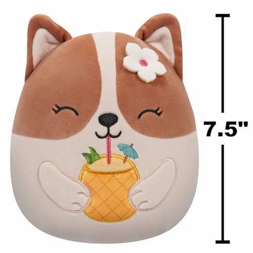 Jouet en peluche chien avec boisson tropicale