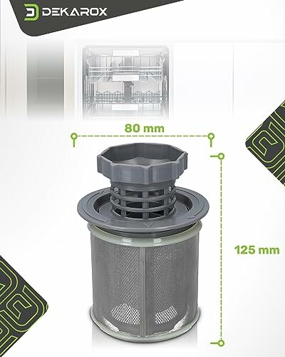 Filtre pour lave-vaisselle Dekarox avec dimensions indiquées
