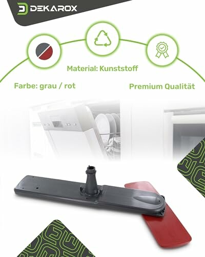 Pièce de lave-vaisselle en plastique gris et rouge.