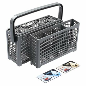 Panier à couverts pour lave-vaisselle avec étiquettes propre et sale.