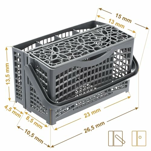 Panier à couverts pour lave-vaisselle avec dimensions.