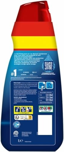 Bouteille de détergent pour lave-vaisselle avec étiquette colorée