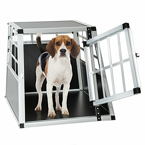 Chien dans une cage en métal