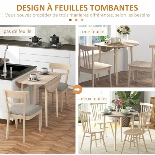 Table à abattants avec options de configuration.