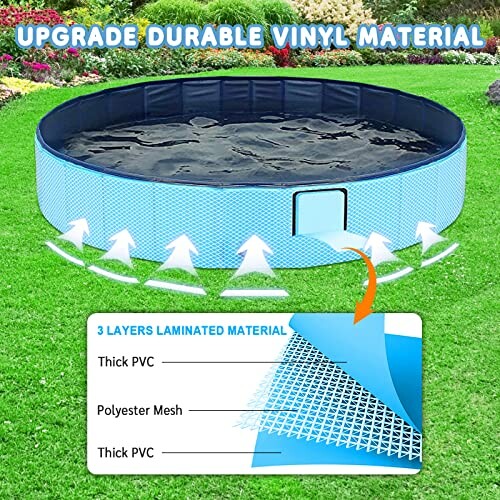 Piscine en vinyle durable avec matériaux laminés à trois couches.