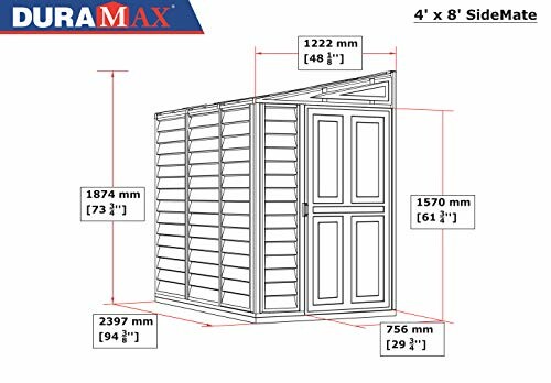 Schéma des dimensions de l'abri Duramax SideMate.