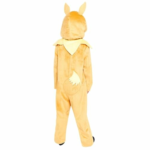 Enfant portant un costume d'Eevee vu de dos.