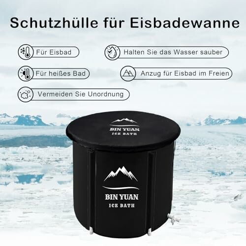 Bain de glace avec housse de protection en extérieur.