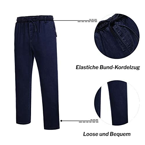 Pantalon en jean avec taille élastique et coupe ample.