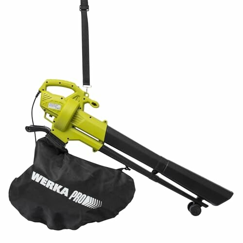 Souffleur et aspirateur de feuilles électrique avec sac.