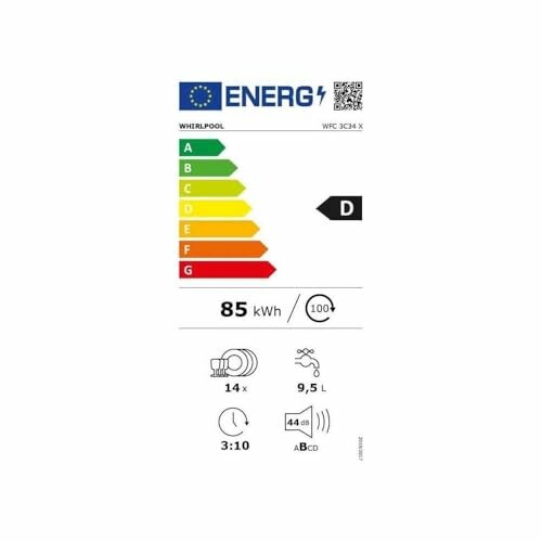 Étiquette d'efficacité énergétique pour un appareil Whirlpool.