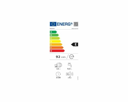 Étiquette énergétique pour lave-vaisselle catégorie E