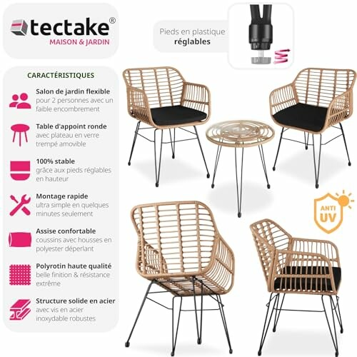 TecTake Salon de Jardin 2 Personnes