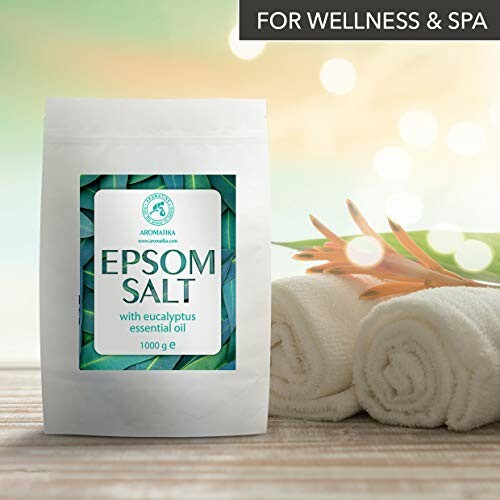 Sel d'Epsom avec huile essentielle d'eucalyptus, serviettes de spa.