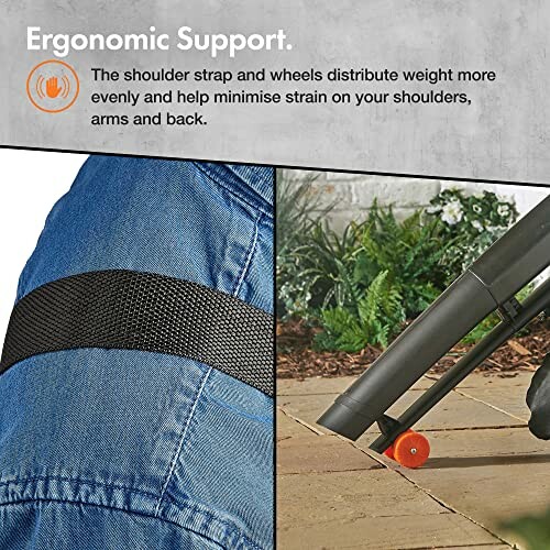 Soutien ergonomique pour souffleur de feuilles avec sangle et roues