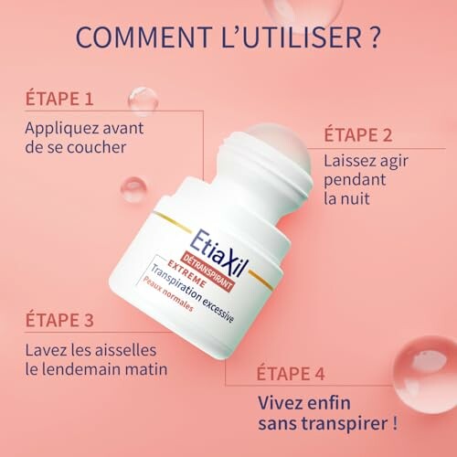 Guide d'utilisation d'Etiaxil en quatre étapes.