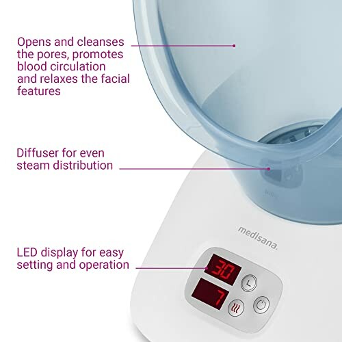 Appareil vapeur facial avec affichage LED.