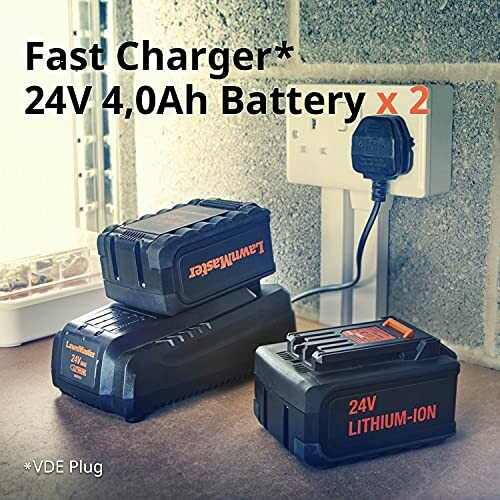 Chargeur rapide avec deux batteries 24V 4,0Ah.