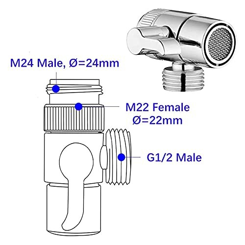 Schéma d'un adaptateur de robinet avec dimensions