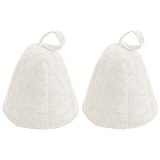 Deux chapeaux de sauna en feutre blanc avec boucle.