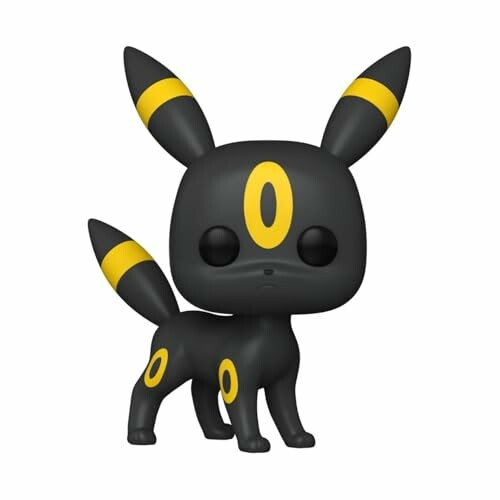 Figurine d'un personnage de style animal noir avec des marques jaunes.