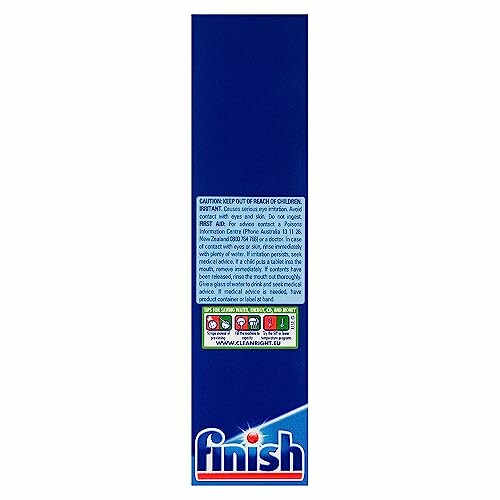 Arrière de la boîte de détergent Finish pour lave-vaisselle.
