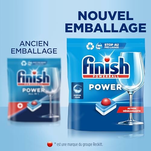 Nouvel emballage des tablettes lave-vaisselle Finish Powerball.