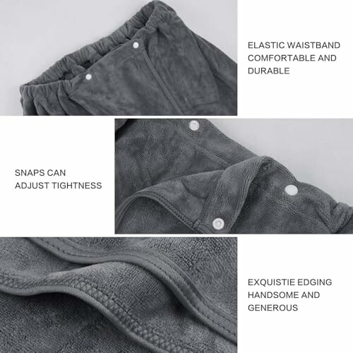 Pantalon en molleton avec taille élastique, boutons-pression et bordure soignée.