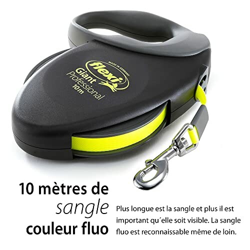 Laisse rétractable Flexi Giant 10 mètres avec sangle fluo.