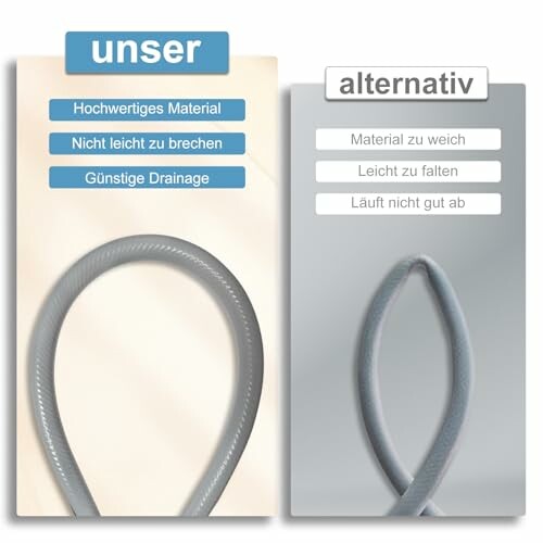 Comparaison de tuyaux de drainage, matériel de haute qualité à gauche.