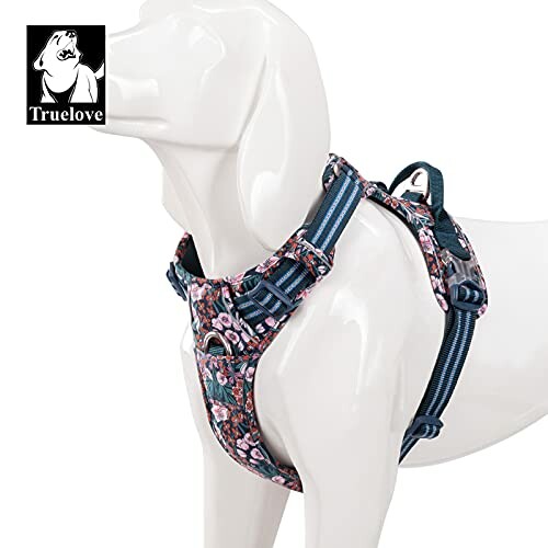 Harnais floral pour chien sur mannequin blanc