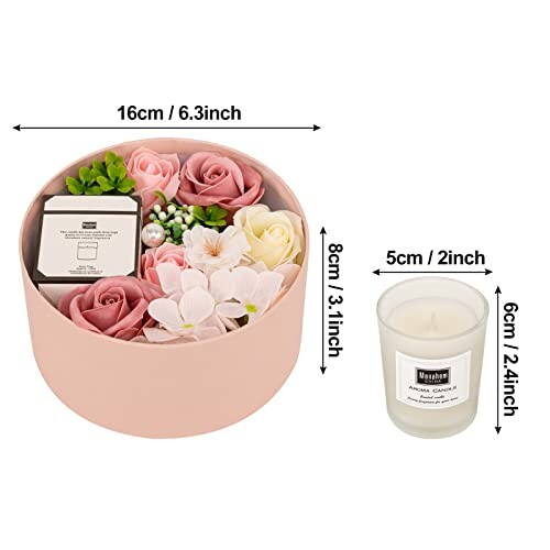 Boîte de fleurs avec bougie parfumée.