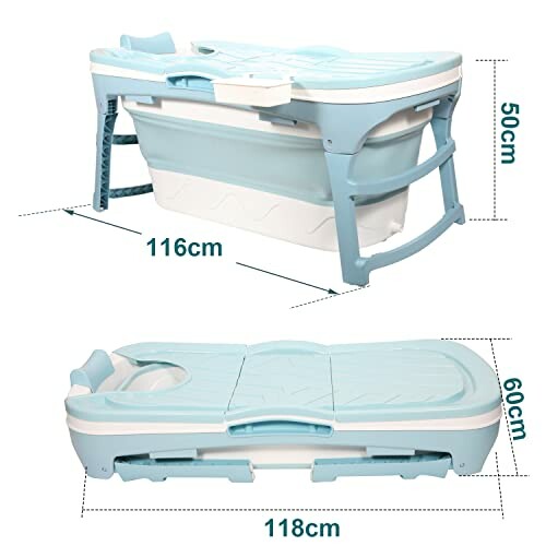 Baignoire pliante pour bébé avec dimensions.