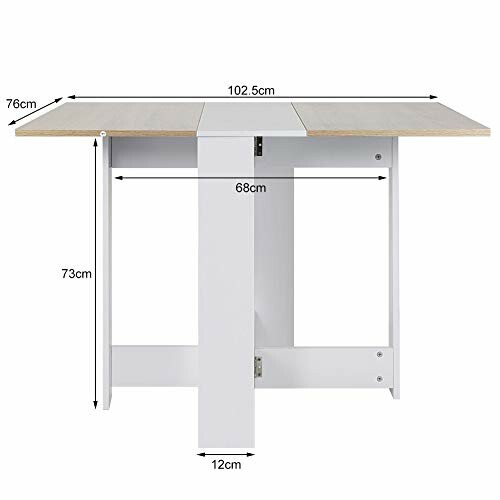 Table pliante avec dimensions indiquées.