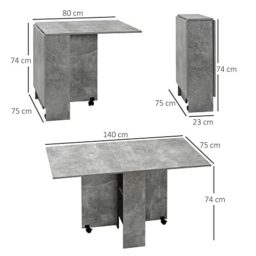 Table à manger pliante grise avec dimensions