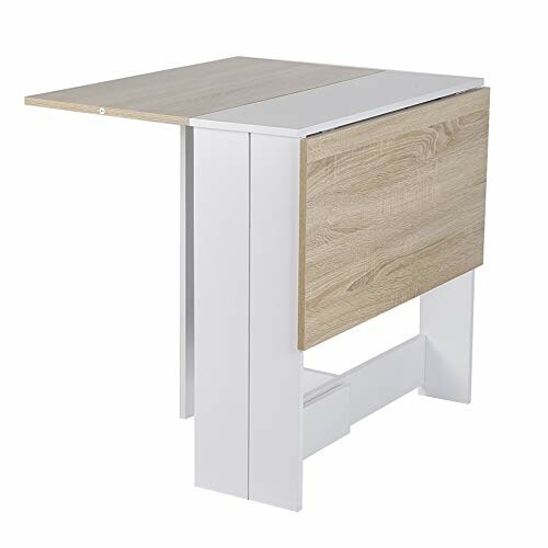 Table à manger pliante en bois et blanc.