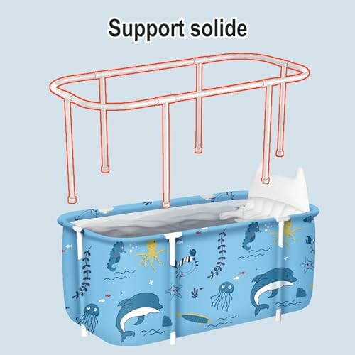 Baignoire pliable pour enfants avec support solide.