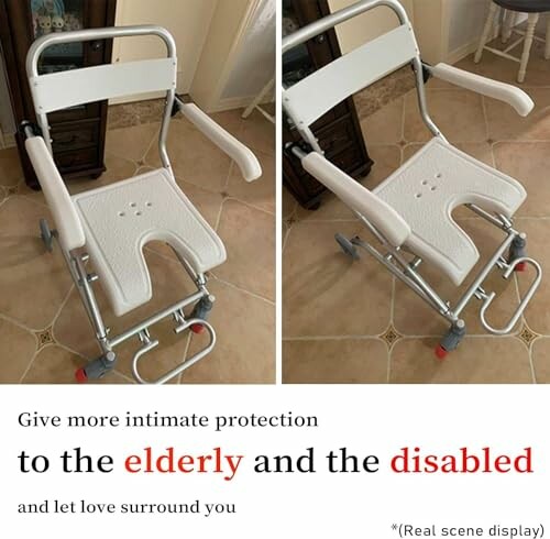 Chaise de douche pliante pour personnes âgées et handicapées.