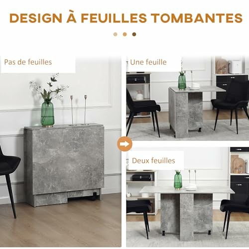 Table pliante avec options de feuilles tombantes