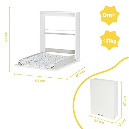 Table à langer murale pliable avec dimensions